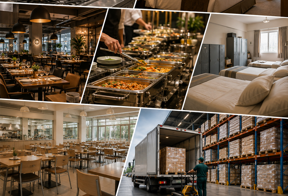Professional kitchens, hospitality facilities and foodservice logistics